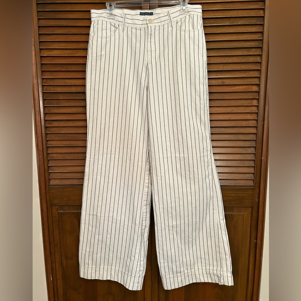 Ralph Lauren Cream and Black Striped Flare Jeans